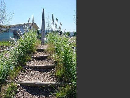 Spielbrücke aus wachsenden Weidenbündeln für die Landesgartenschau in Pfullendorf