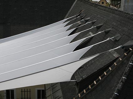 Fabric roof over inner courtyard